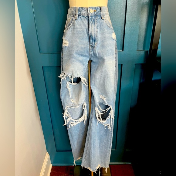 Flying Monkey Wide leg destroyed denim - Picture 1 of 3